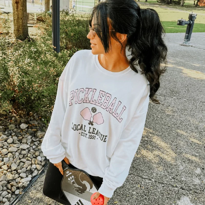 Pickleball Local League Sweatshirt Hoodie with Tied Waist Feminine Flattering