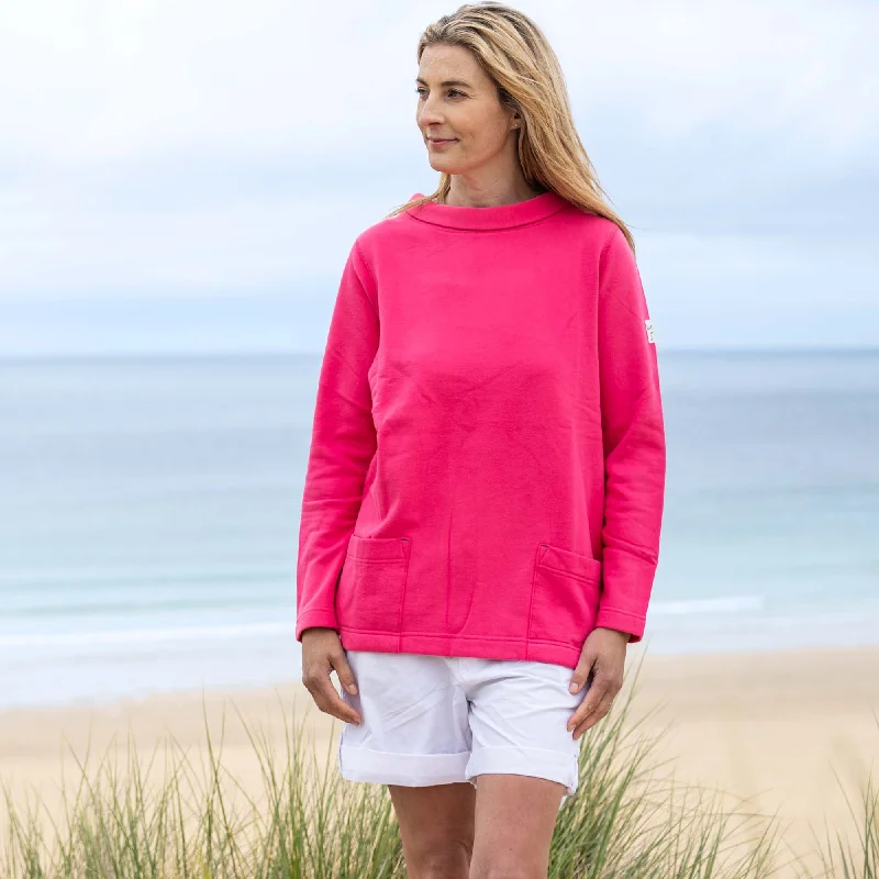 LJ94 - Plain Roll Neck Sweatshirt - Blush Hoodie with Full-Zip Functional Layering