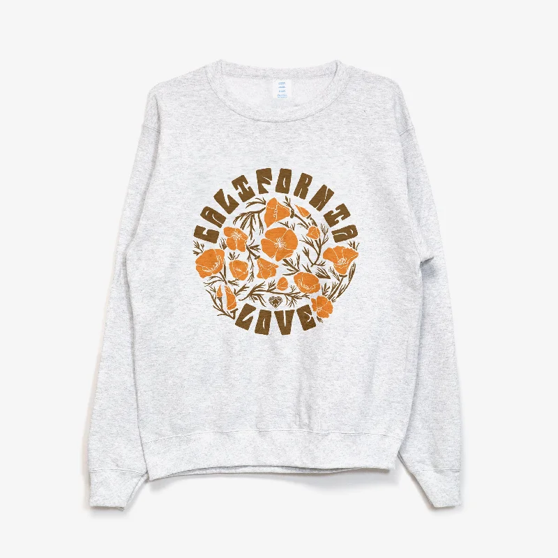 California Poppy Love Thrifty Crew Sweater Elegant Classic Vintage