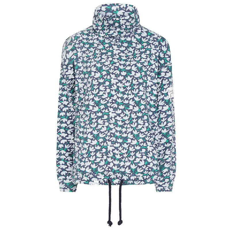 LJ63P - Printed Polo Neck Sweatshirt - Emerald Hoodie with Cuffed Sleeves Snug Secure