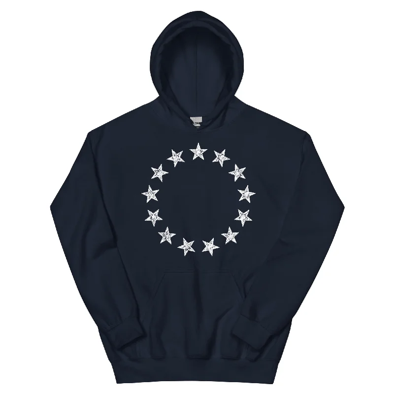 13 Stars Vintage Revolution Hoodie Hoodie with Drop Shoulder Relaxed Streetwear