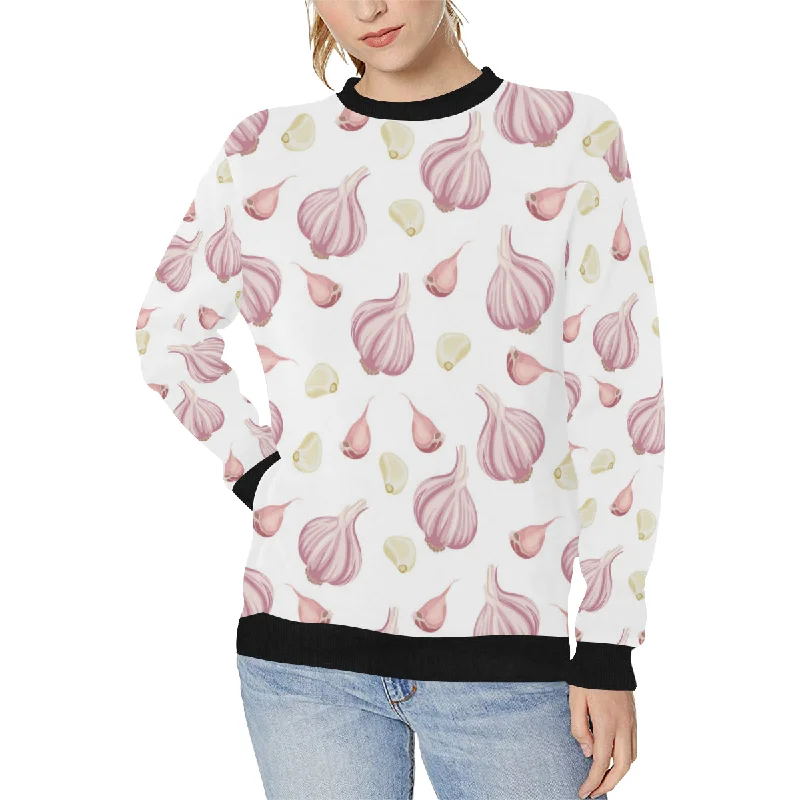 Garlic pattern Women's Crew Neck Sweatshirt Hoodie with Color Block Contrast Stylish