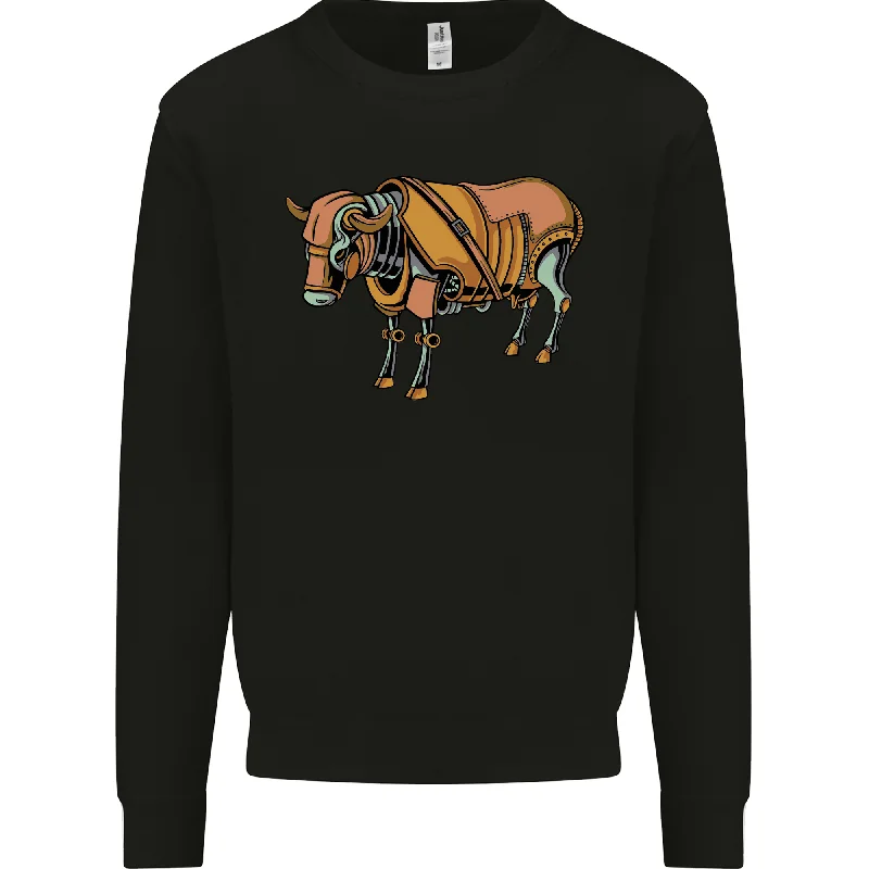 A Steampunk Bull Mens Sweatshirt Jumper Hoodie with Pocket Utility Practical