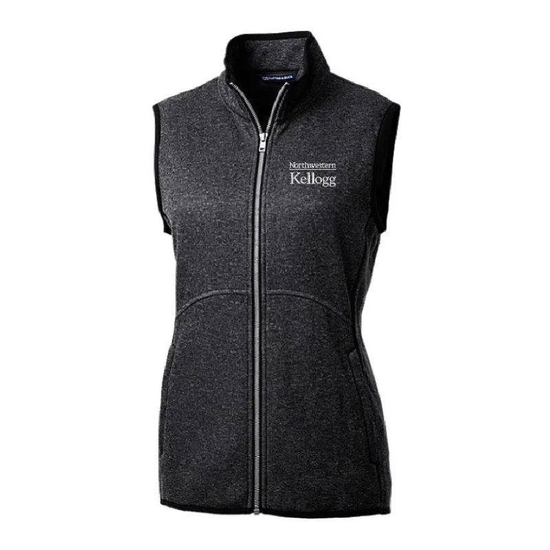 Northwestern Wildcats Women's Cutter & Buck Kellogg Mainsail Sweater Knit Full-Zip Vest Glossy Satin Silk