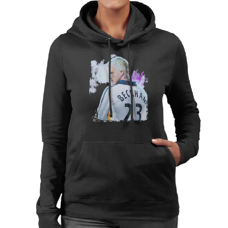 Sidney Maurer Original Portrait Of David Beckham Real Madrid Kit Women's Hooded Sweatshirt Hoodie with Reflective Safety Nightwear