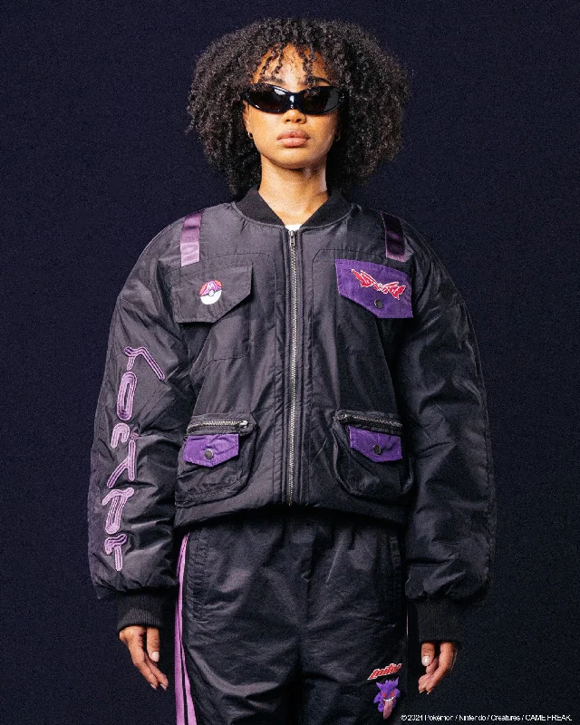 Pokémon By Loiter Master Ball Bomber Jacket Black Chenille Fabric Brocade Fabric Lace Fabric