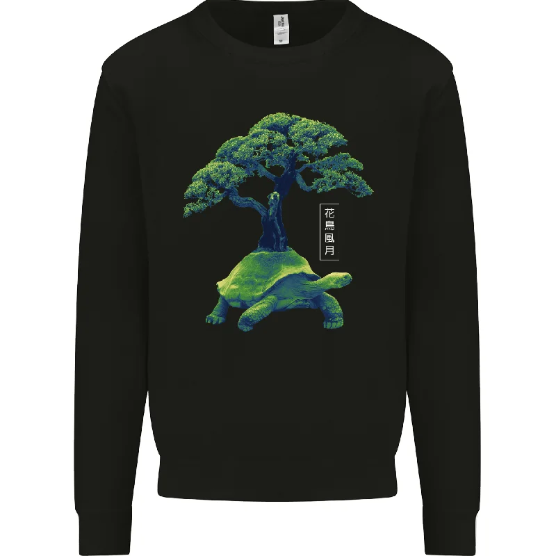 Abstract Tortoise Tree Mens Sweatshirt Jumper Hoodie with Belted Waist Structured Tailored