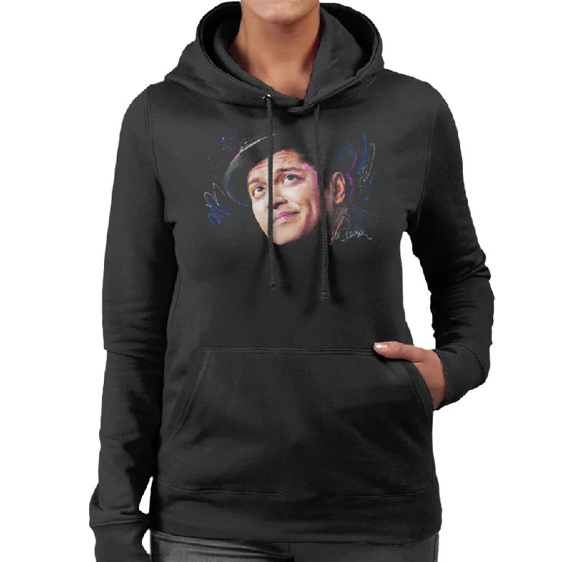 Sidney Maurer Original Portrait Of Bruno Mars Hat Women's Hooded Sweatshirt Hoodie with Pocket Utility Practical
