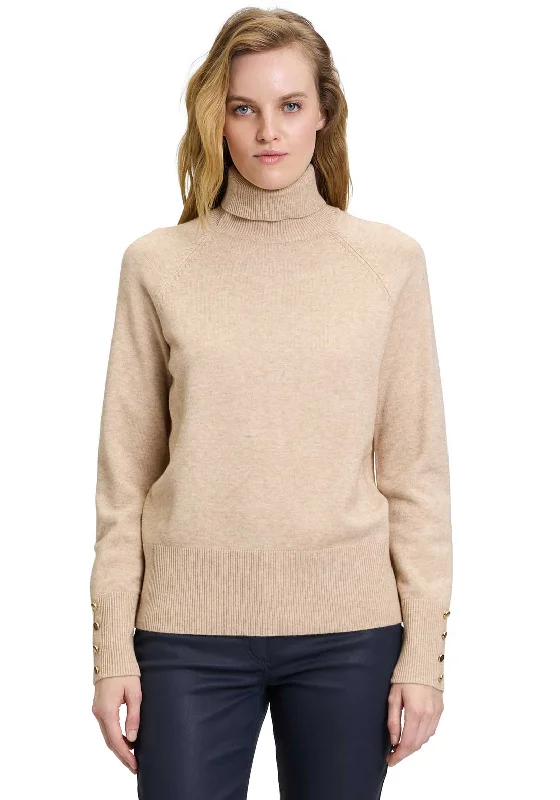 Betty Barclay Roll Neck Knit Jumper, Beige Cashmere Blend Cotton Blend Poly Blend