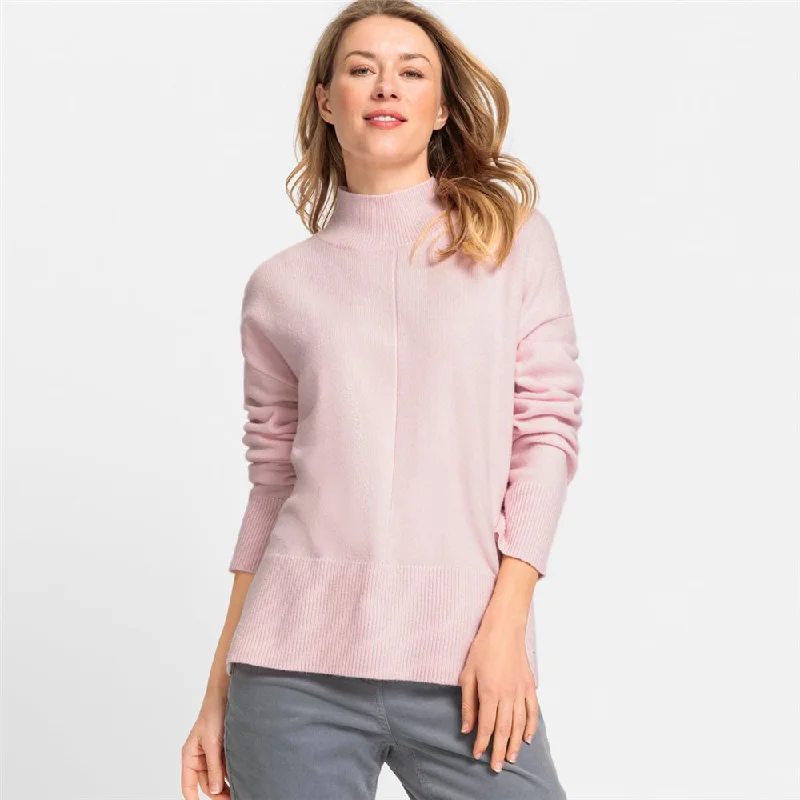 Olsen High Neck Knit Jumper, Pink Chenille Blend Fleece Blend Nylon Blend