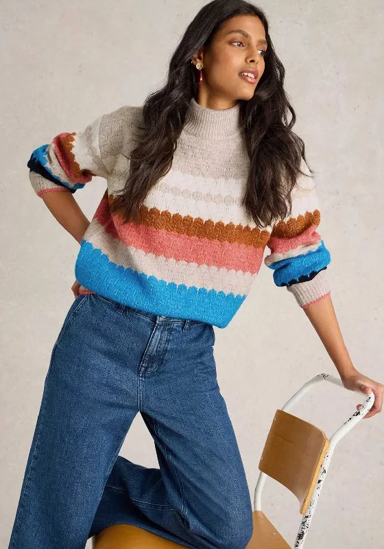 White Stuff Shelly Colour Block Jumper, Beige Satin Fabric Silk Fabric Chiffon Fabric