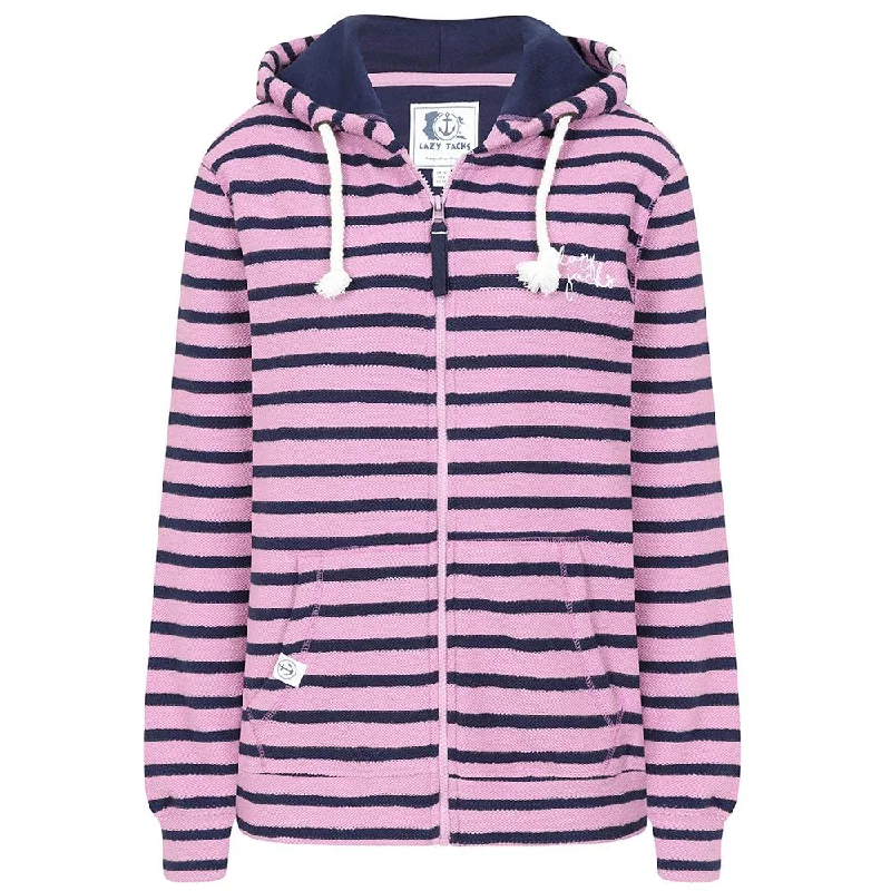 LJ102S - Striped Textured Sweatshirt - Lavender Hoodie with Button Placket Classic Preppy