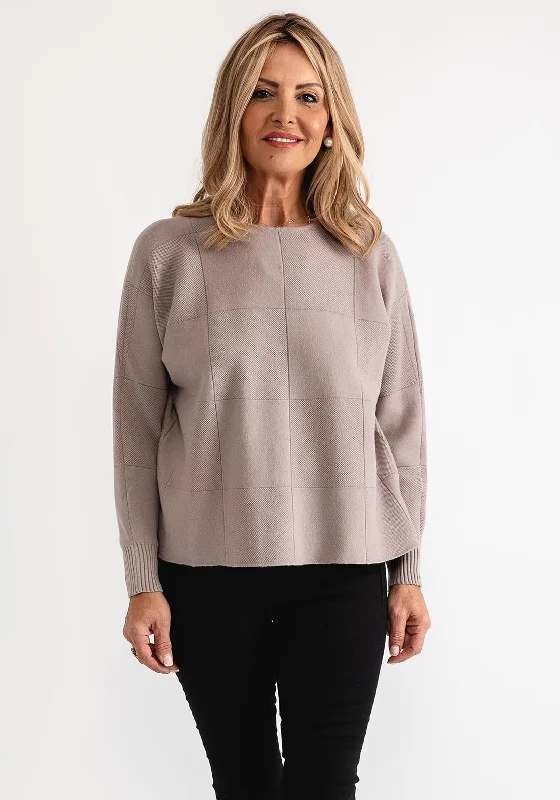 D.e.c.k by Decollage Knit One Size Jumper, Taupe Oversized Loose Flowy