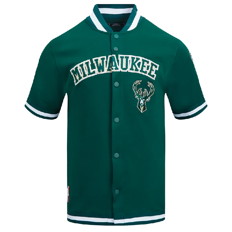 NBA MILWAUKEE BUCKS CLASSIC MEN'S WARM UP JACKET (FOREST GREEN) Appliqued Jacket Beaded Jacket Sequined Jacket