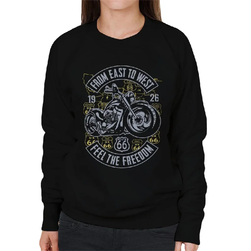 Route 66 From East To West Biker Women's Sweatshirt Hoodie with Patch Decorative Personalized