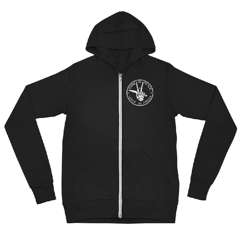 Come In Peace or Leave In Pieces Tri-Blend Lightweight Zip Hoodie Hoodie with Hem Elastic Stretchable Comfortable