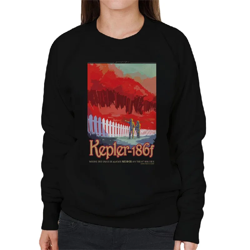 NASA Kelper 186f Interplanetary Travel Poster Women's Sweatshirt Hoodie with Cropped Fit Short Trendy