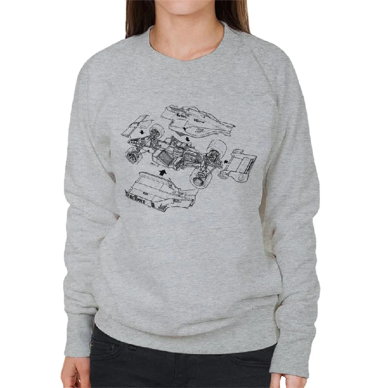 Motorsport Images McLaren MP4 2 Separated View Women's Sweatshirt Hoodie with Crew Neck Simple Timeless
