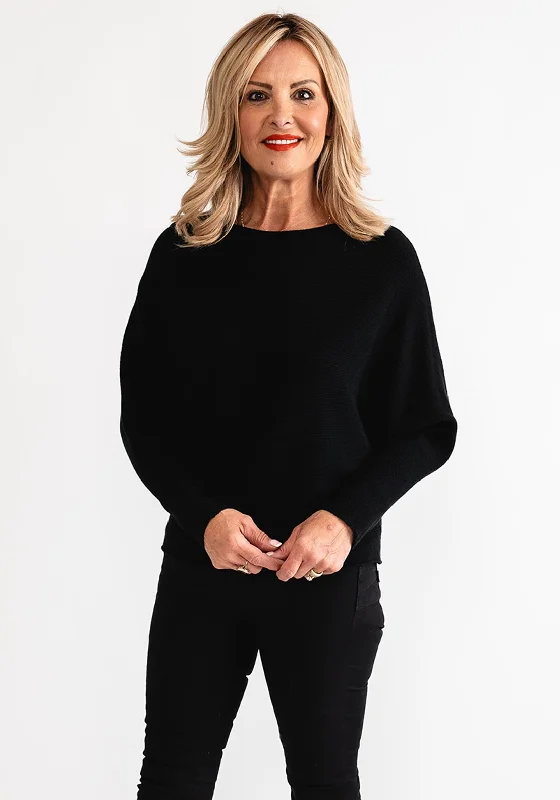 D.E.C.K By Decollage One Size Ribbed Sweater, Black Mesh Blend Leather Blend Suede Blend