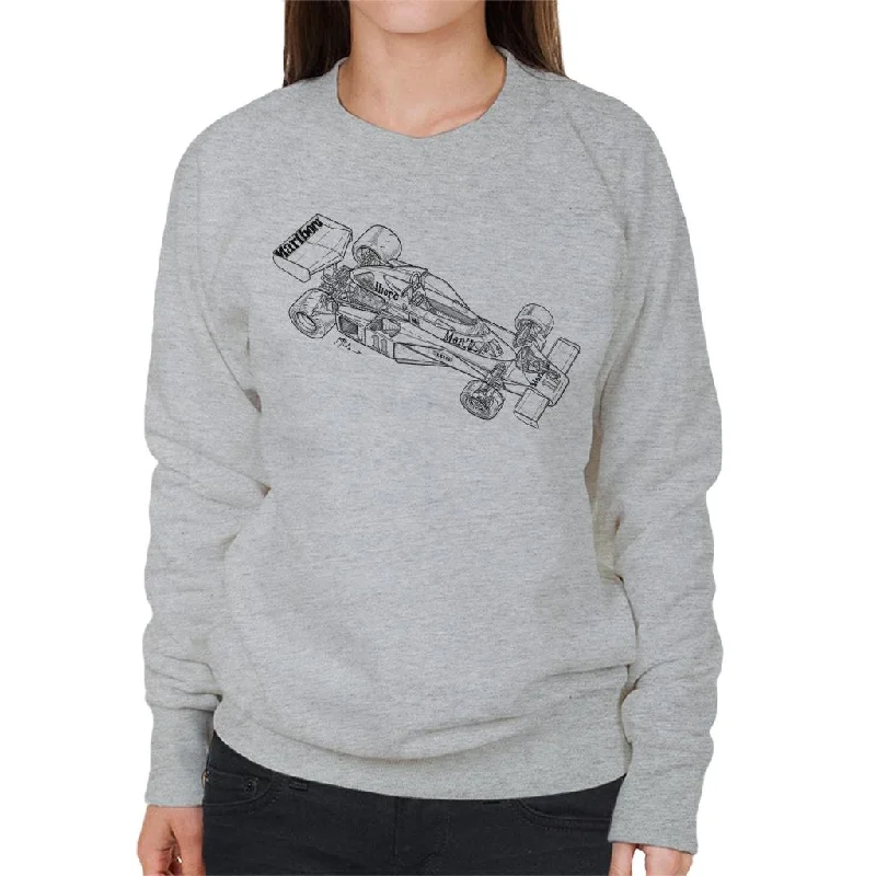 Motorsport Images McLaren M23B 1976 Sketch Women's Sweatshirt Hoodie with Lace Feminine Delicate