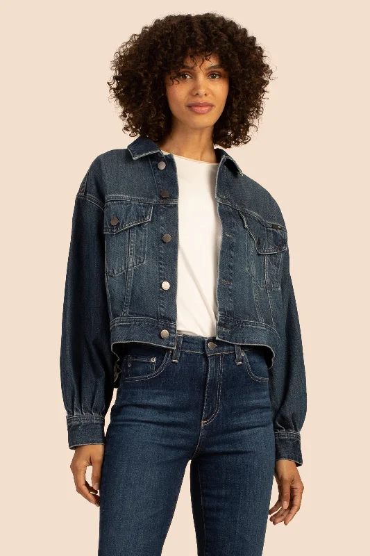 AG Pleated Mirah Denim Jacket Knit Jacket Woven Jacket Fleece Jacket