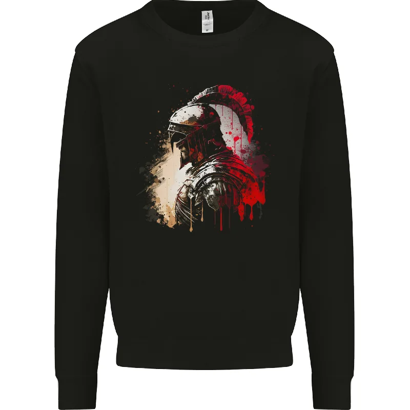 A Spartan Gladiator Bodybuilding MMA Mens Sweatshirt Jumper Hoodie with Distressed Vintage Worn