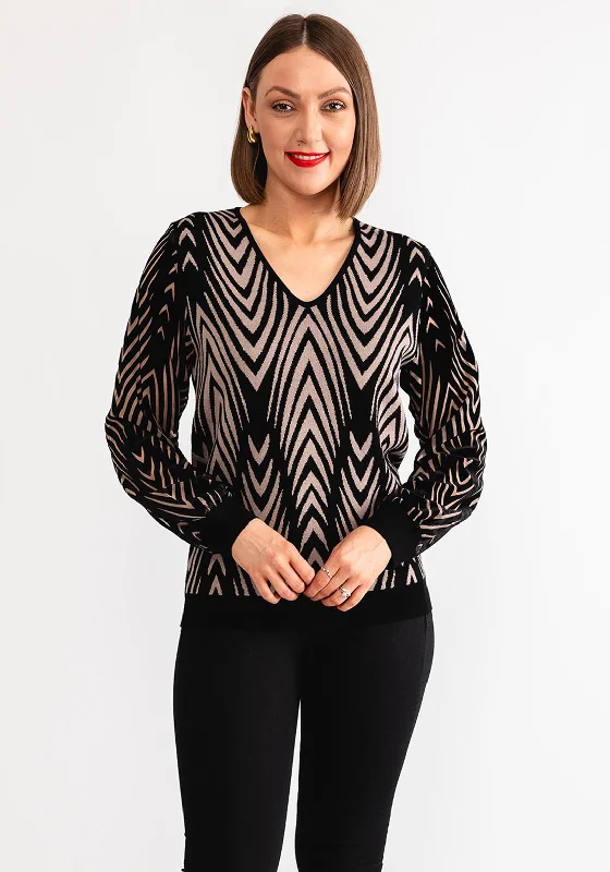 Leo and Ugo Zebra Print Velvet Sleeve Jumper, Black Front Pockets Side Pockets Patch Pockets