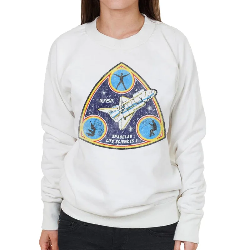 NASA Spacelab Life Sciences 1 Mission Badge Distressed Women's Sweatshirt Hoodie with Double Zipper Versatile Adjustable