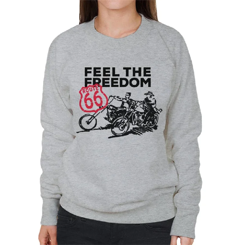 Route 66 Feel The Freedom Women's Sweatshirt Hoodie with Turtle Neck Cozy Winter