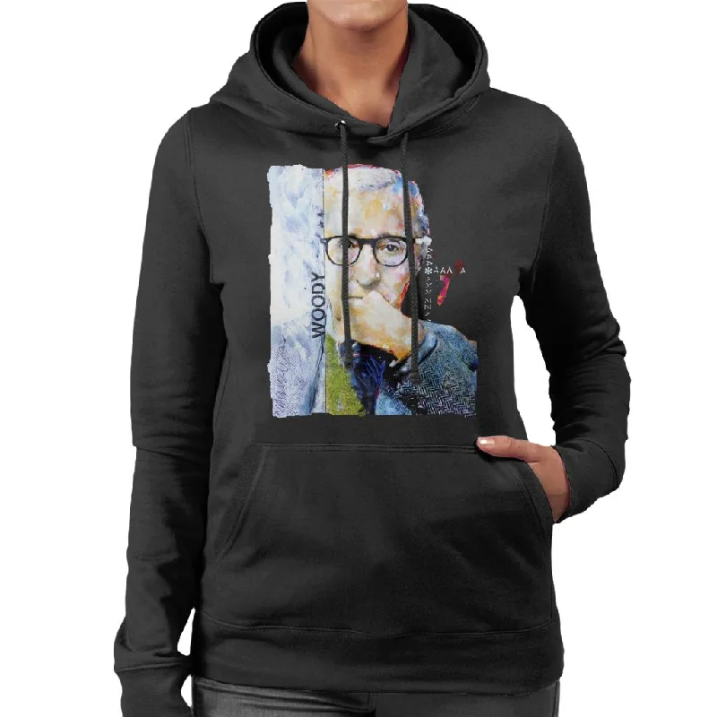 Sidney Maurer Original Portrait Of Director Woody Allen Women's Hooded Sweatshirt Cotton Hoodie Fleece Lining Warmth