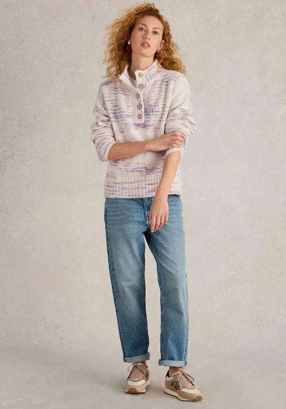 White Stuff Bella Patterned Jumper, Ivory Fitted Loose Oversized