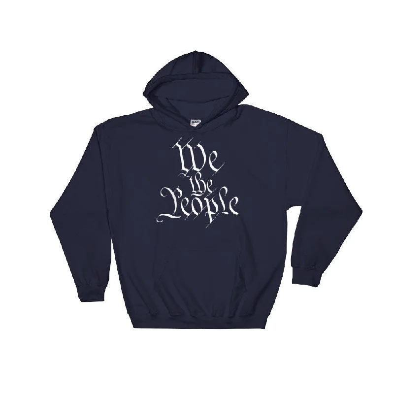 We the People Standard Pullover Hooded Sweatshirt Hoodie with Hem Applique Textured Unique