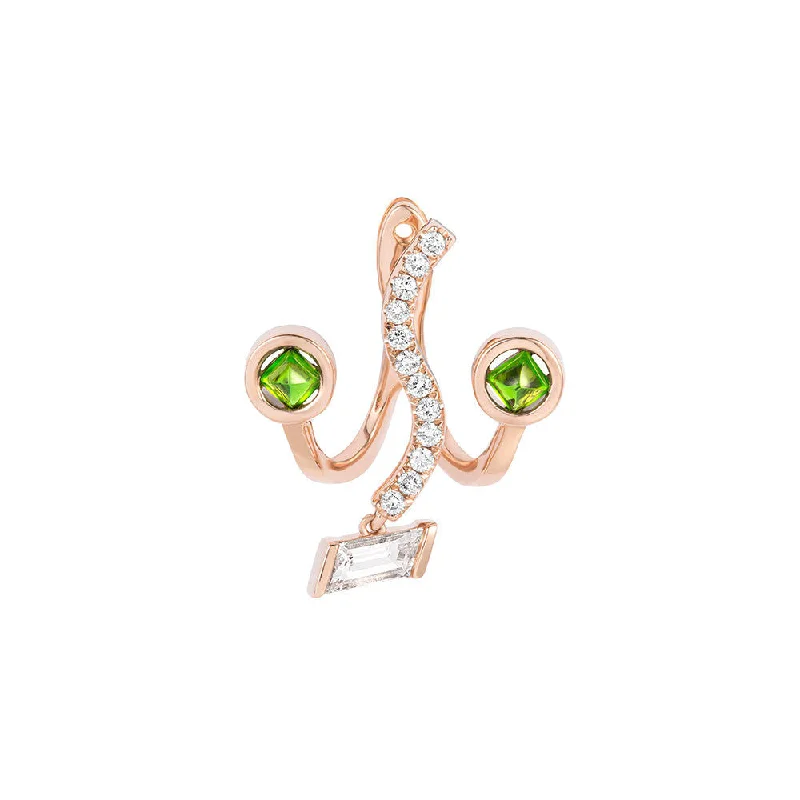 PREMIERE Violetta 18K Rosegold Ear Jacket w. Topaz, Diamond & Chrome diopside Nylon Jacket Polyester Jacket Spandex Jacket