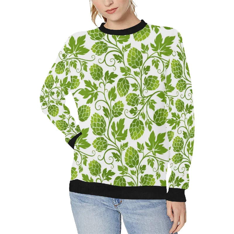 Hop design pattern Women's Crew Neck Sweatshirt Hoodie with Bell Sleeves Flared Feminine