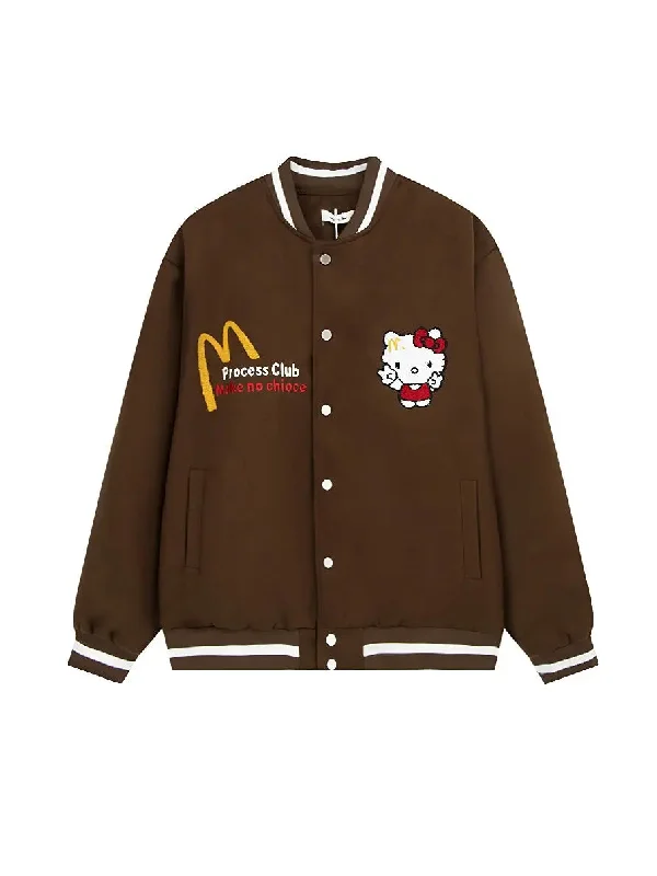 'Process Club' Kawaii Streetstyle Kitty Bomber Jacket Plaid Jacket Tartan Jacket Houndstooth Jacket