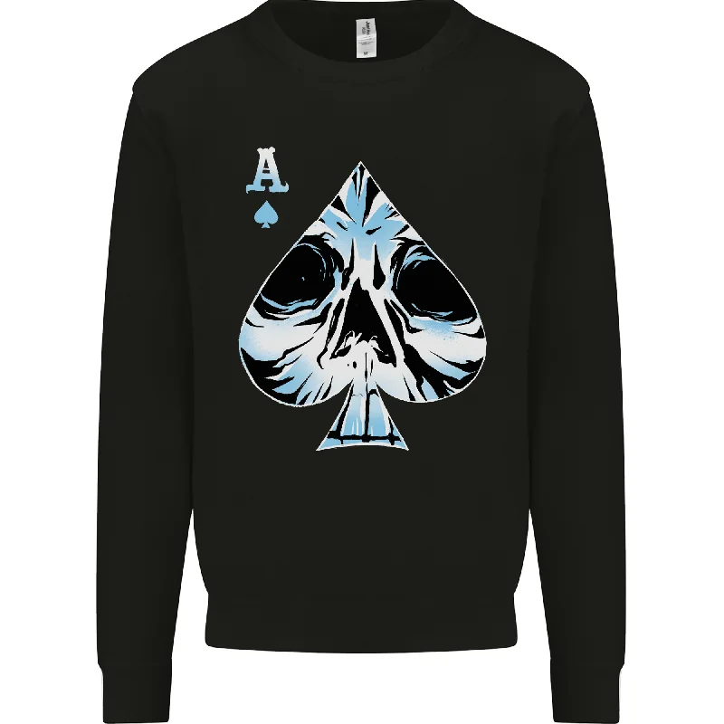 Ace of Spades Skull Mens Sweatshirt Jumper Hoodie with Hem Contrast Bold Stylish
