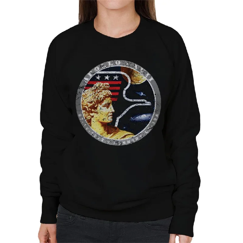 NASA Apollo 17 Mission Badge Distressed Women's Sweatshirt Oversized Hoodie Comfort Casual