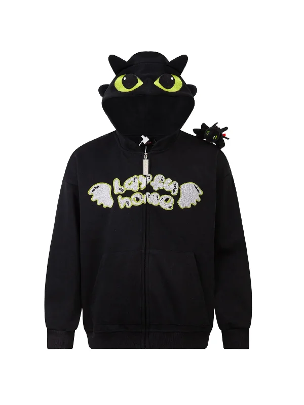 'Toothless' Streetstyle Soft Punk Hooded Dragon Plushies Jacket Anorak Shell Jacket Lightweight Jacket