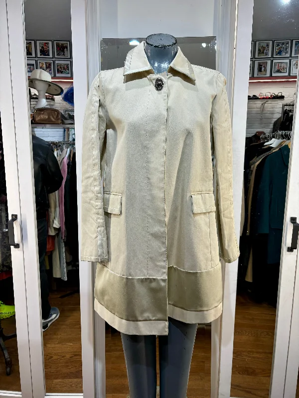00’s Off White 3/4 Length Trench Jacket with Satin Panel by Coach Mesh Jacket Canvas Jacket Denim Jacket