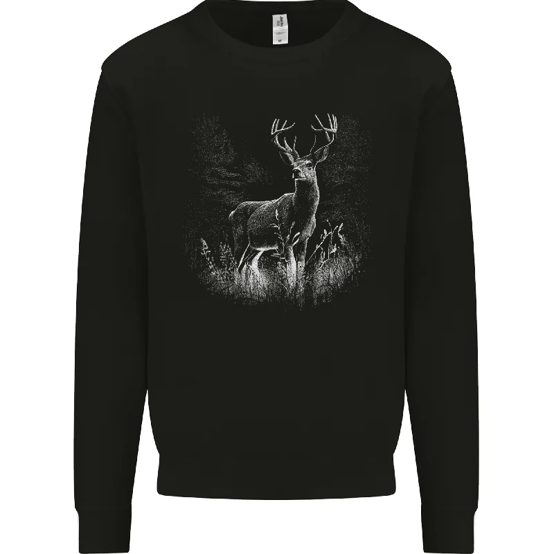 A Stag Deer Mens Sweatshirt Jumper Hoodie with Slit Hem Functional Movement