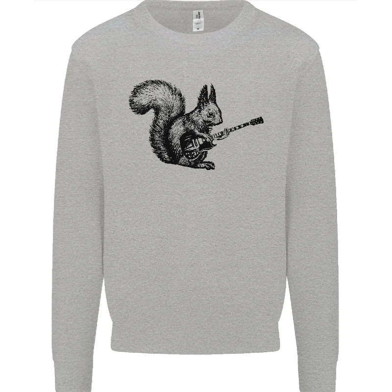 A Squirrel Playing the Guitar Mens Sweatshirt Jumper Hoodie with Velcro Closure Adjustable Secure