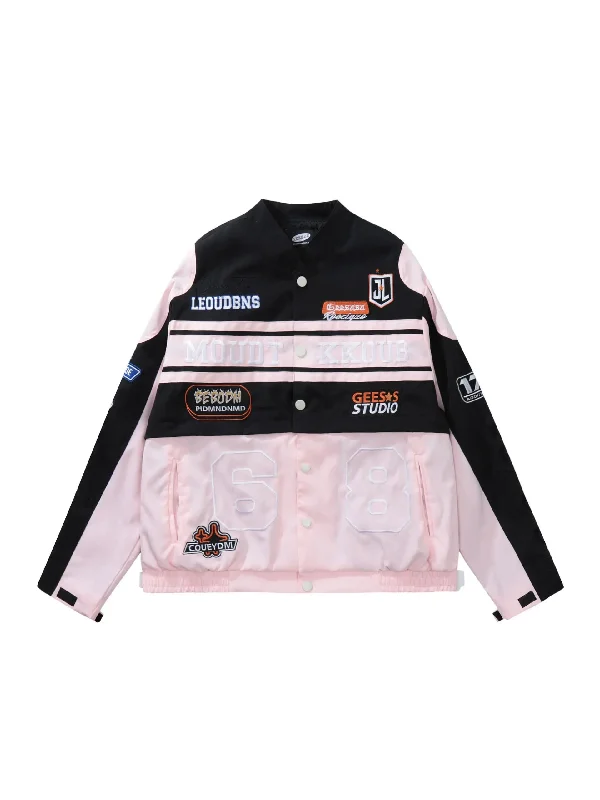 'Speed Racer' Streetstyle Detachable 2 Pcs Oversized Jacket Rayon Fabric Velvet Fabric Corduroy Fabric