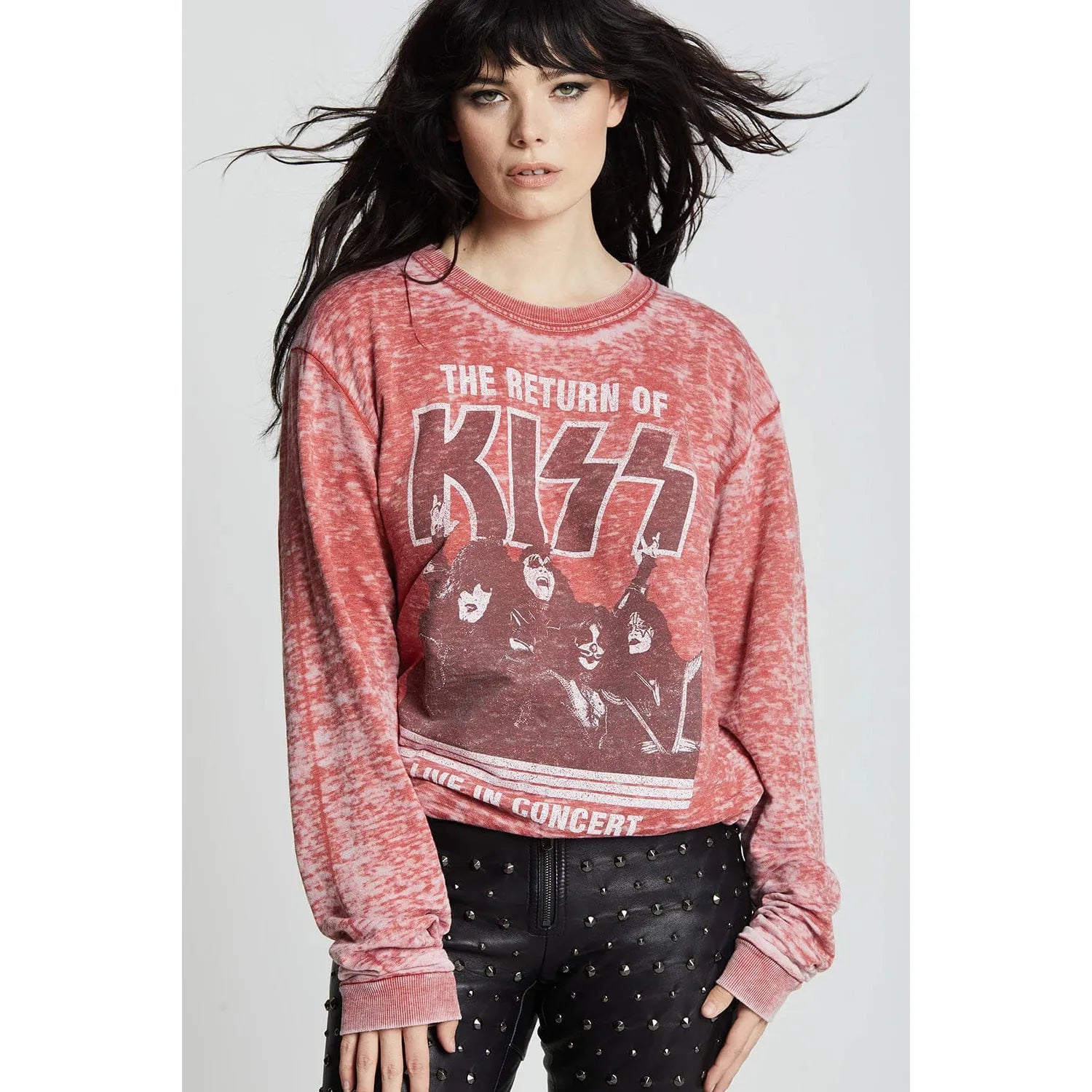 Recycled Karma Kiss Live In Concert Sweatshirt Hoodie with Hem Patch Decorative Personalized