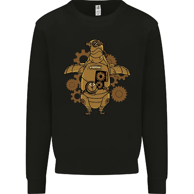 A Steampunk Penguin Mens Sweatshirt Jumper Hoodie with Batwing Sleeves Loose Dramatic