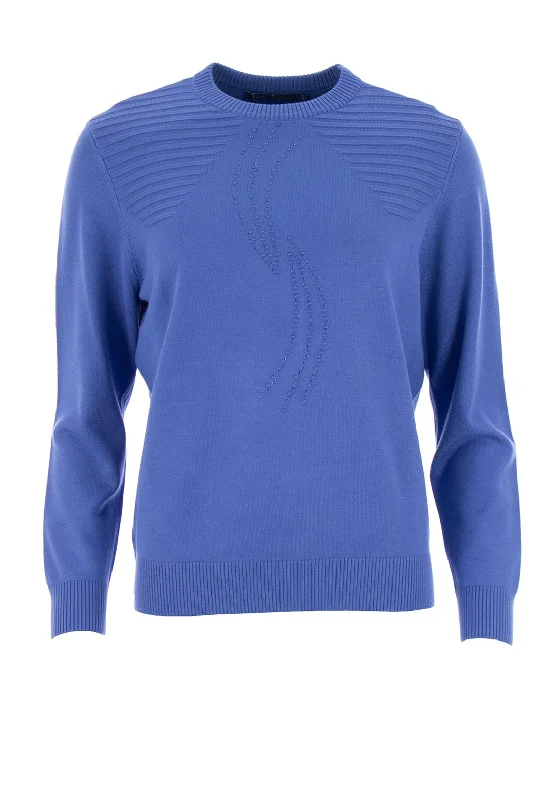 Castle of Ireland Embellished Jumper, Blue Notch Collar Peter Pan Collar Cowl Neck