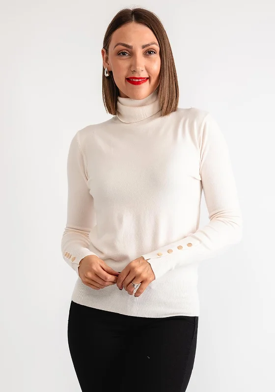 Serafina Collection Polo Neck Sweater, Cream Rayon Fabric Velvet Fabric Corduroy Fabric