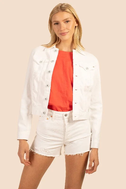 AG Women's Robyn White Denim Jacket Wool Fabric Cashmere Fabric Tweed Fabric