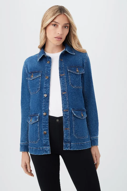 AG Women's Mae Dark Blue Jean Jacket Corduroy Jacket Velvet Jacket Brocade Jacket
