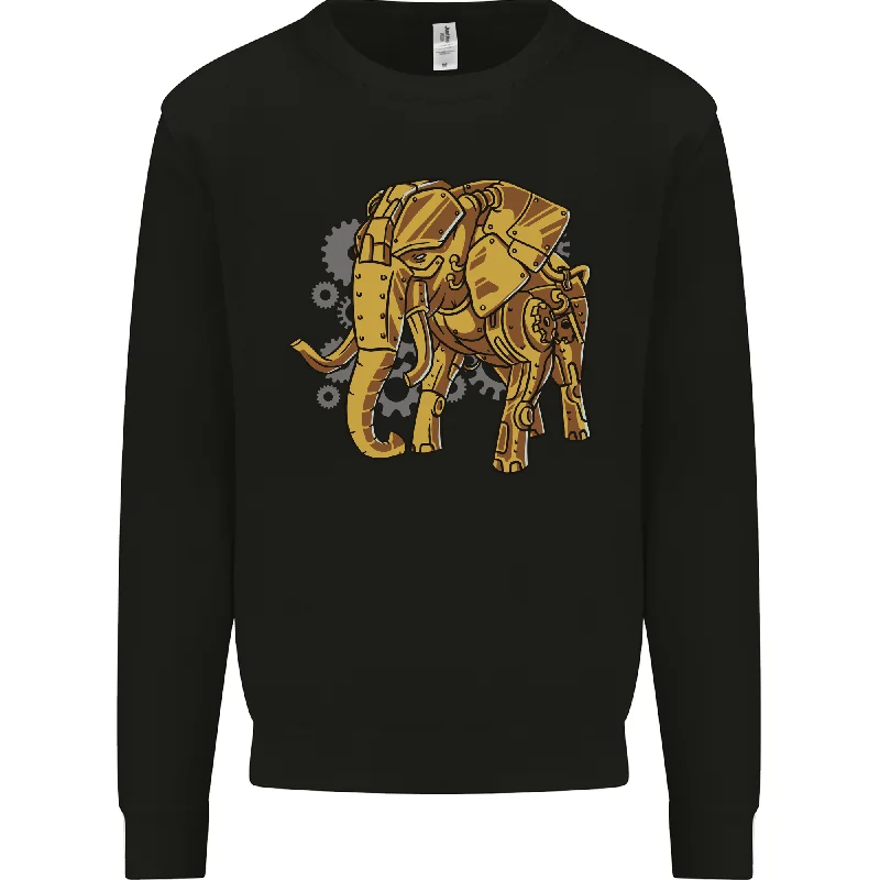 A Steampunk Elephant Mens Sweatshirt Jumper Hoodie with Set-In Sleeves Structured Classic