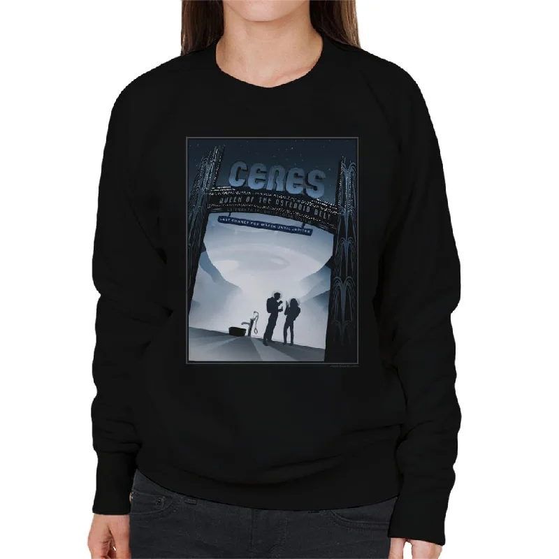 NASA Ceres Interplanetary Travel Poster Women's Sweatshirt Hoodie with Hem Ribbing Snug Secure